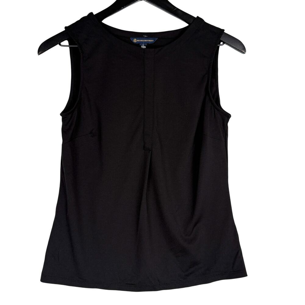Brooks Brothers Womens Sleeveless Top Front Pleat Black - S